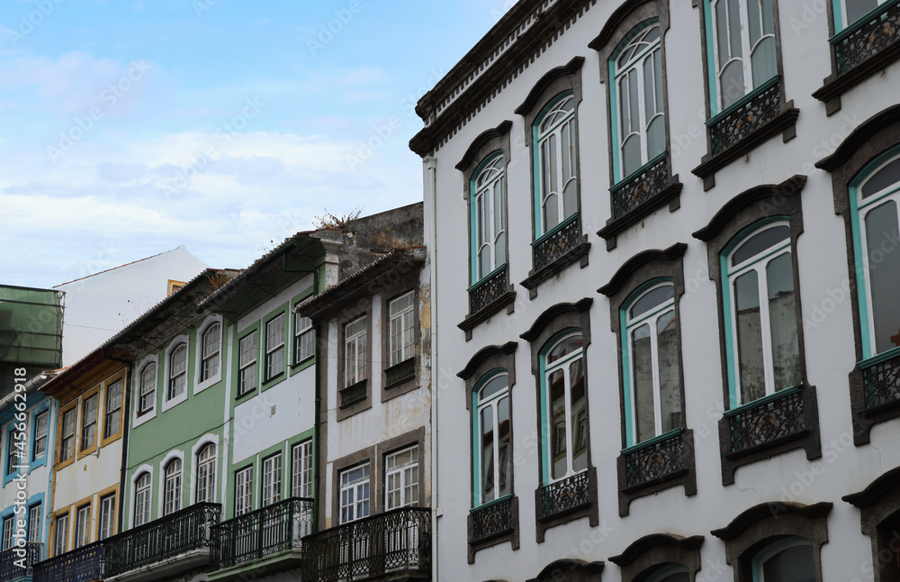 Naklejka premium The colorful palaces of Angra do Heroismo, Terceira island, Azores