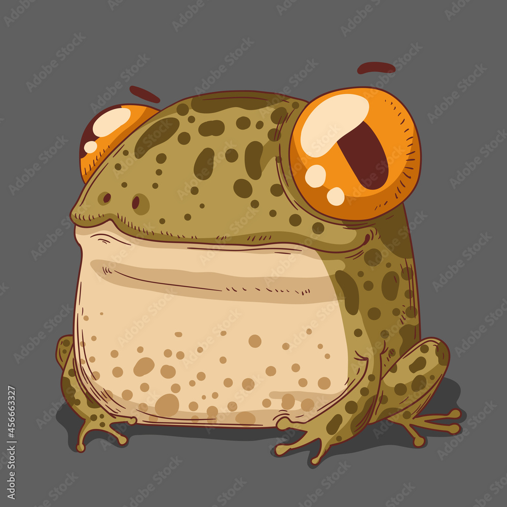 Funny frog, vector illustration. Calm cartoon froglet sitting. Children  book character. Kind toad illustration. Cute little frog. Stock Vector |  Adobe Stock