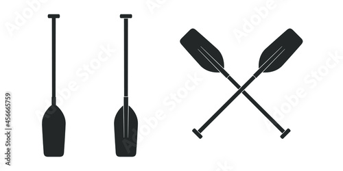 Oars graphic icons set. Oars for the alloy isolated signs on white background. Vector illustration