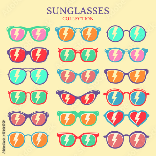Set of colorful sunglasses vector illustration