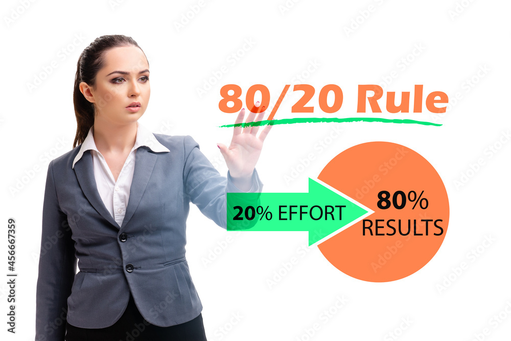 Businesswoman in pareto rule illustration