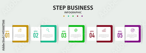 step business infographic design can be used for work flow layout, diagram, annual report. 