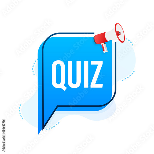 Megaphone banner - text Quiz. Vector stock illustration.