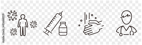 Set of Coronavirus and Vaccine line icons, covid19, Medical mask, health, contagious, epidemic, outbreak, Vector
