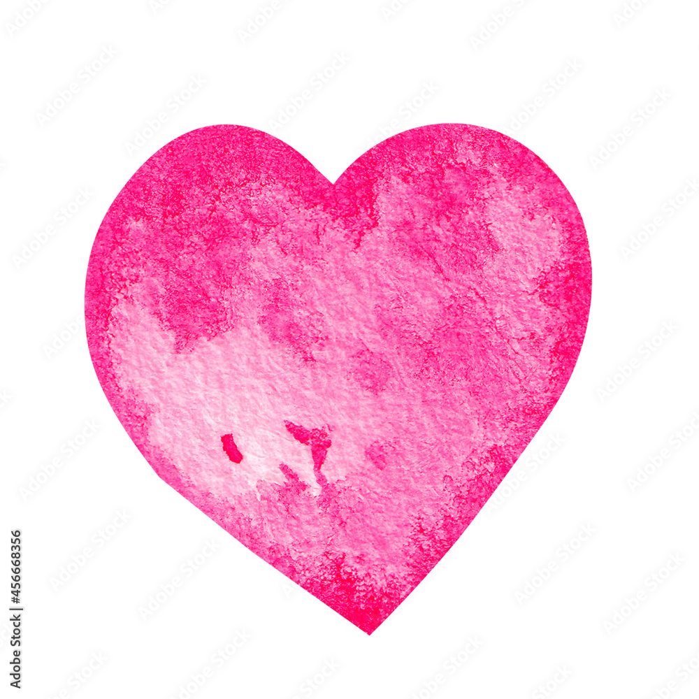 Watercolor bright heart on a white background