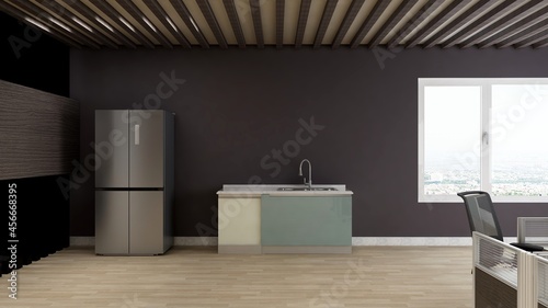 Fototapeta Naklejka Na Ścianę i Meble -  office pantry area 3d render interior design