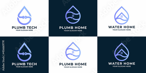 set of water plumbing logo design