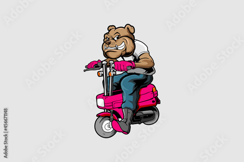 biker bulldog ride mini bike vector template