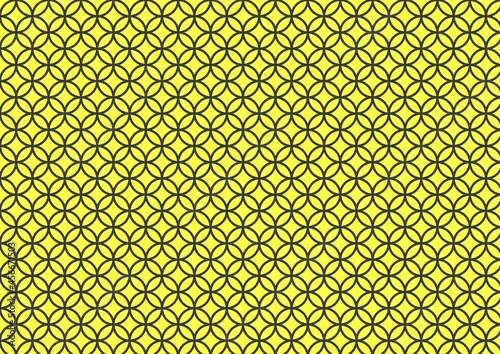 黒と黄色（虎カラー）の七宝模様、和柄パターン背景素材