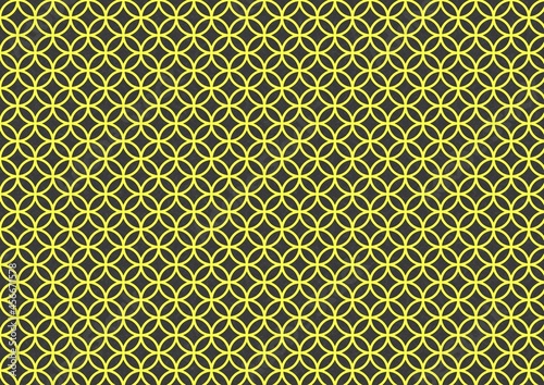 黒と黄色（虎カラー）の七宝模様、和柄パターン背景素材