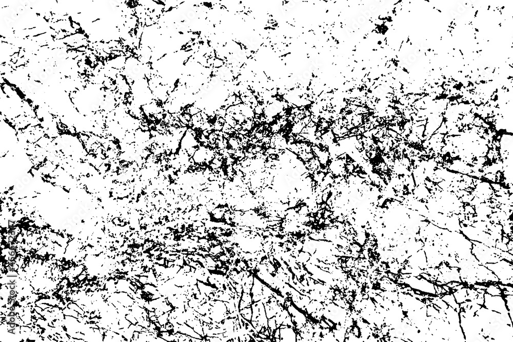 Vector grunge black and white pattern background. Texture effect stains, ink spols, cracks, scuff, line, chips.
