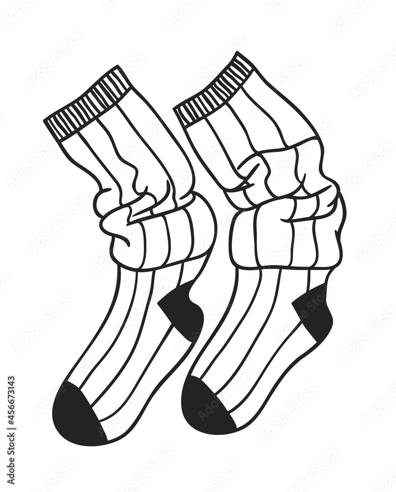 Hand drawn fashion illustration socks. Creative ink art work. Actual ...