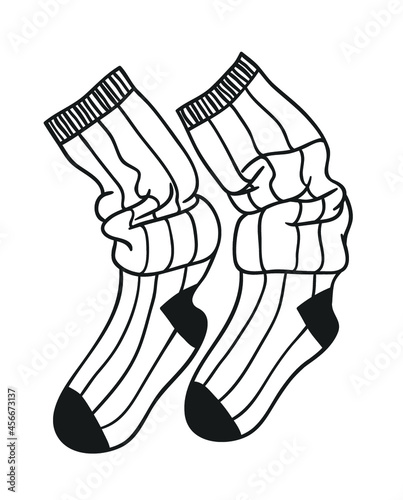 Hand drawn fashion illustration socks. Creative ink art work. Actual vector drawing
