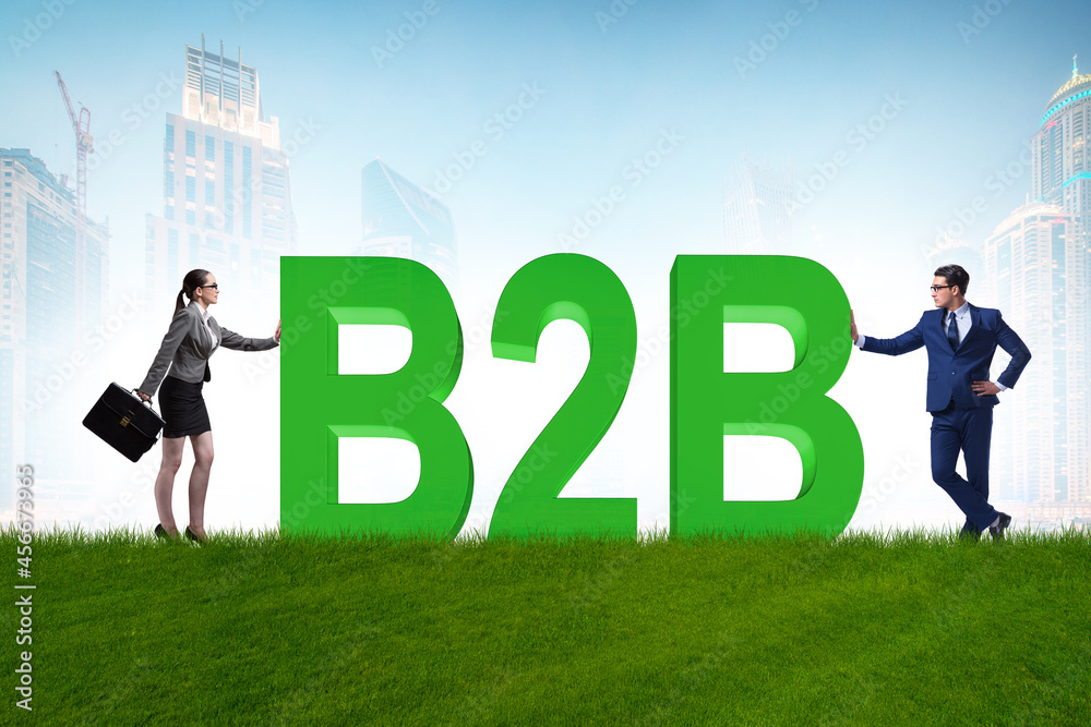 Fototapeta premium Business to business concept with businessman