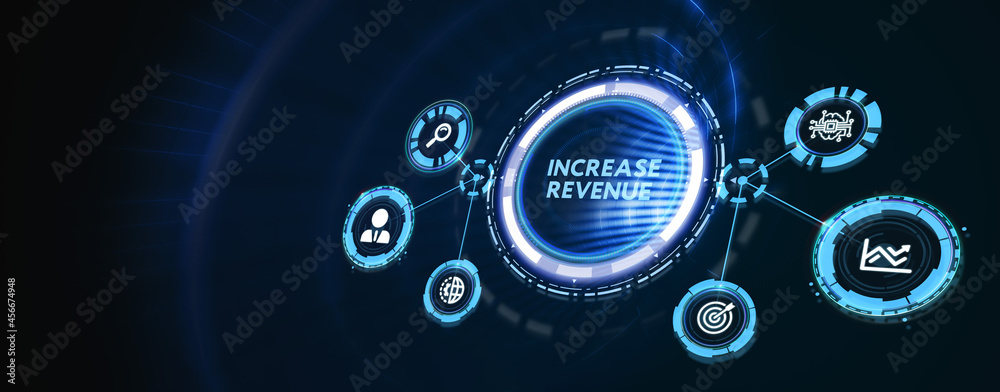 Increase revenue concept. Business, Technology, Internet and network concept. 3d illustration
