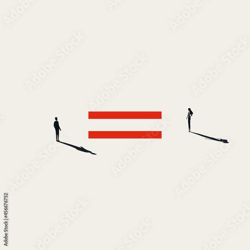Business gender equality vector concept. Symbol of woman rights, balance, fairness. Minimal illustration.