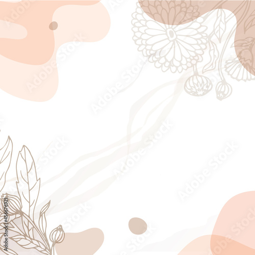 Trendy abstract square botanical art templates. For publications on social networks, mobile applications, for banners and advertisements on the Internet. Vector illustration.