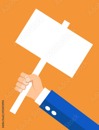 hand holding blank placard