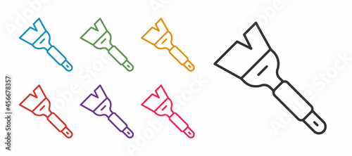 Set line Beekeeping brush icon isolated on white background. Tool of the beekeeper. Set icons colorful. Vector