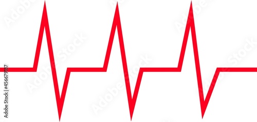 Cardiogram, heartbeat graph. Vector image of the accelerated heart rate. Red lines. Flat isolated health care icon. Template for ad design logo design.	