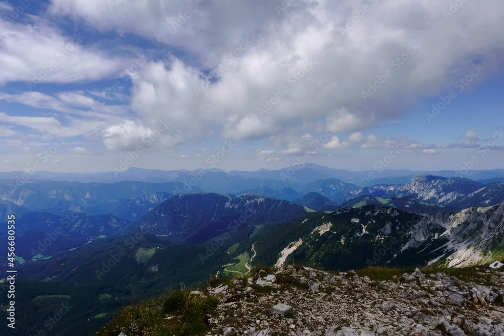 wide view to many high mountains while standing on the summit wide view to many high mountains while standing on the summit