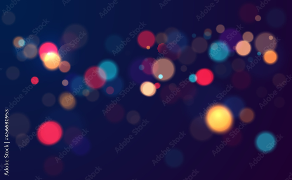 Colorful bokeh lights background. Blurred circle shapes. Vector illustration