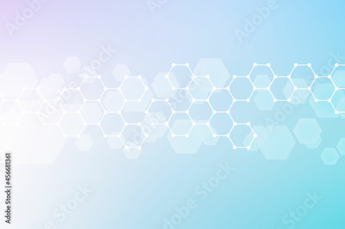 Modern futuristic background of the scientific hexagonal pattern. Virtual abstract background with particle, molecule structure for medical, technology, chemistry, science. Social network vector
