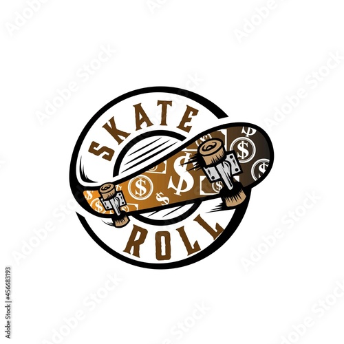 skate board roll logo designs for service simple modern