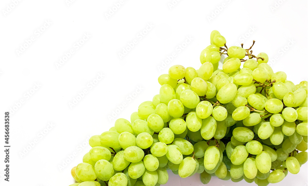 Green grape on the white background