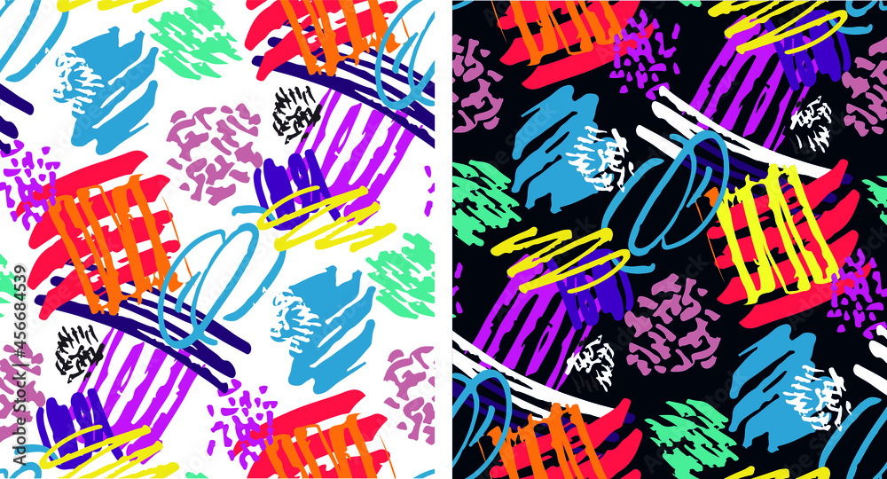 Abstract trendy hand drawn doodle pattern background. Pattern with splash.