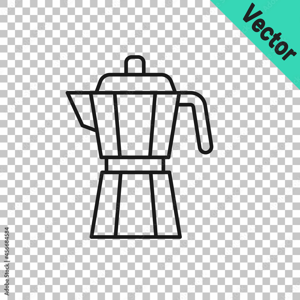 Black line Coffee maker moca pot icon isolated on transparent background. Vector Black line Coffee maker moca pot icon isolated on transparent background. Vector