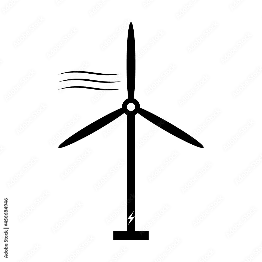 Wind generator icons. Wind turbine silhouette icon isolated on white background Wind generator icons. Wind turbine silhouette icon isolated on white background