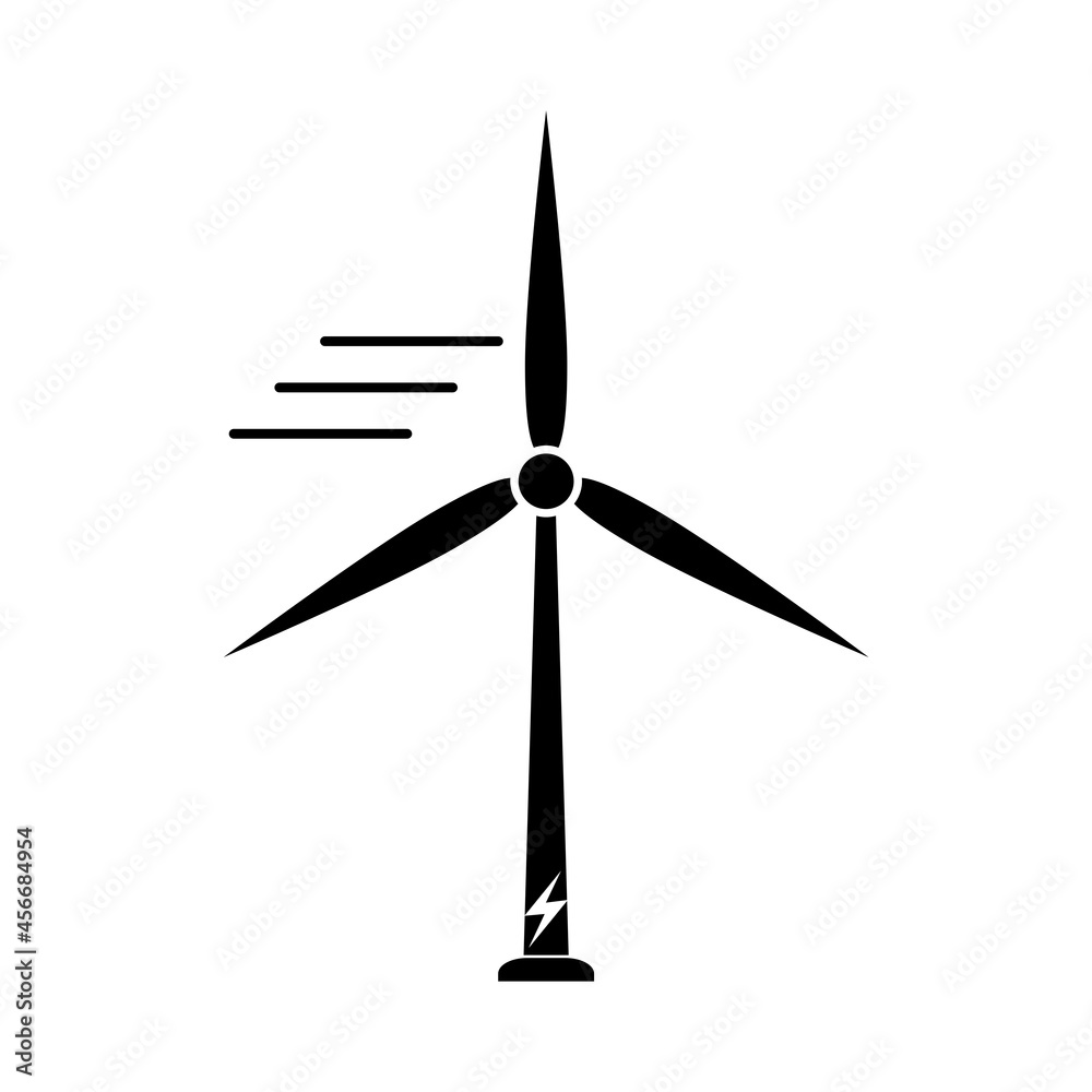 Wind generator icons. Wind turbine silhouette icon isolated on white background Wind generator icons. Wind turbine silhouette icon isolated on white background