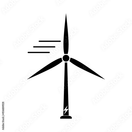 Wind generator icons. Wind turbine silhouette icon isolated on white background