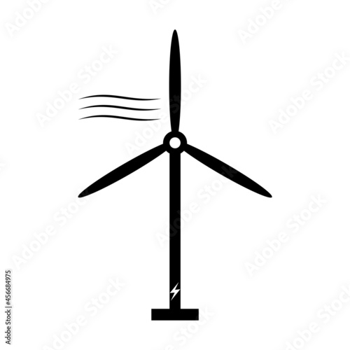 Wind generator icons. Wind turbine silhouette icon isolated on white background
