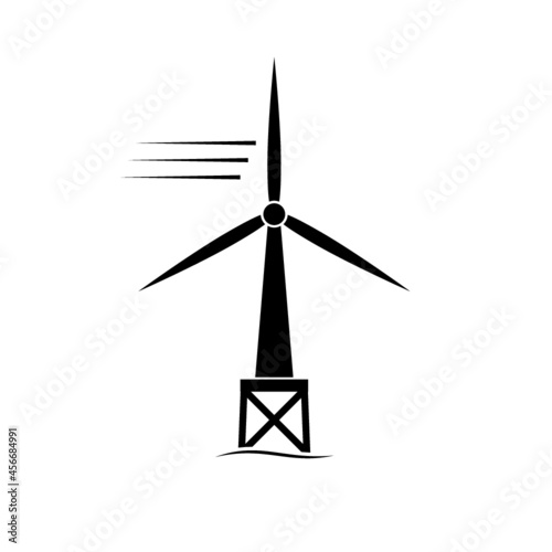 Wind generator icons. Wind turbine silhouette icon isolated on white background