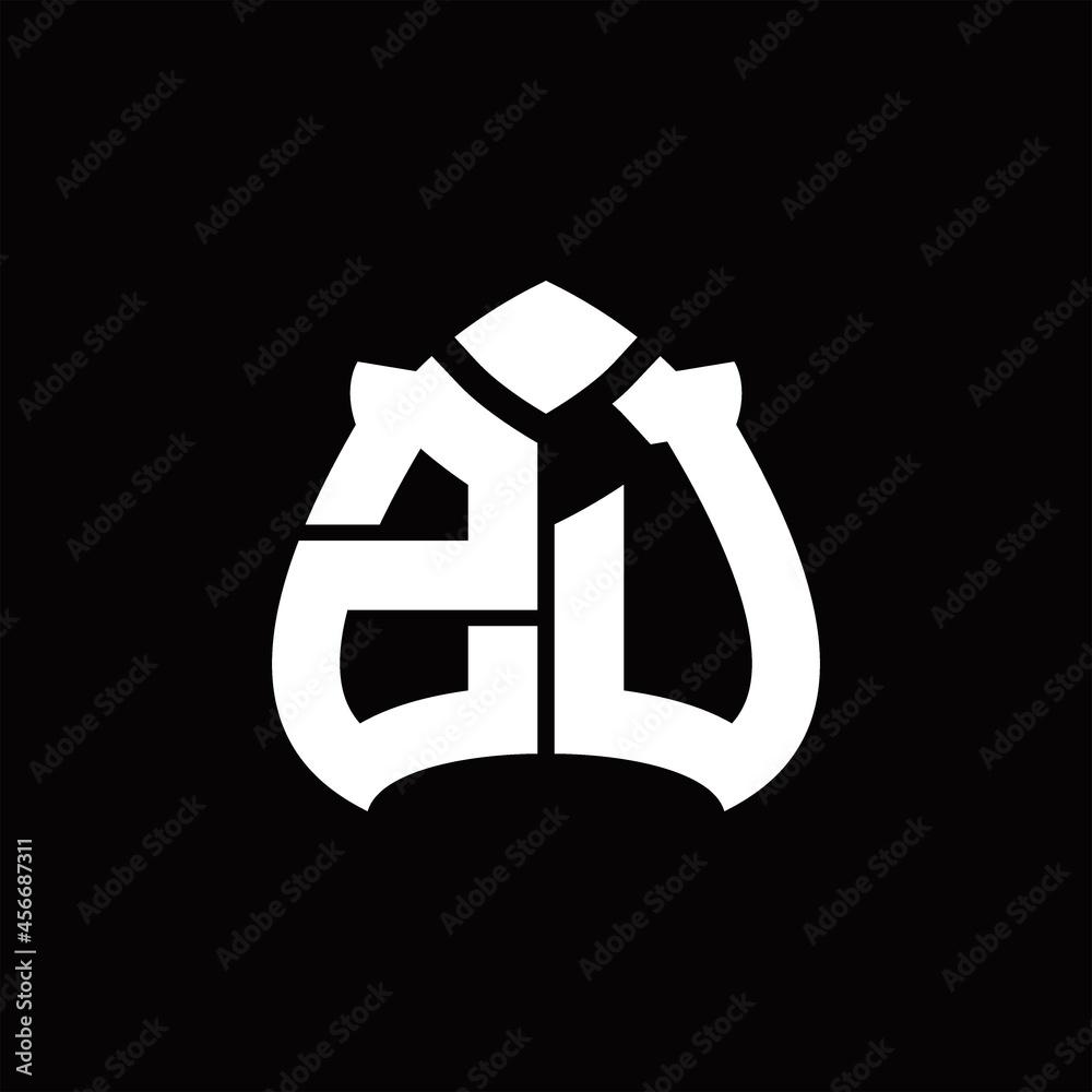 ZU Logo monogram with spade shape design template