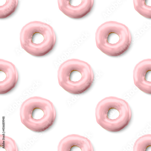Creative seamless pattern donuts isolated on light background. Collection of colorful donuts. Seamless texture glazed donuts. Nutrition concept. Vector illustration