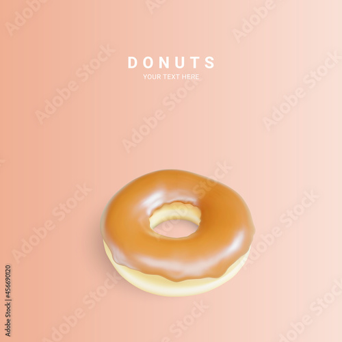 Brown donut isolated on light background. Colorful chocolate donuts. Various glazed doughnuts. Vector illustration