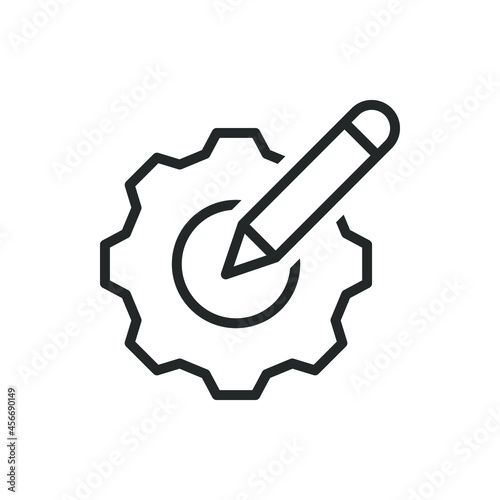 Pencil and cogwheel. Edit preferences icon concept isolated on white background. Vector illustration