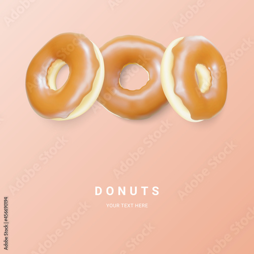 Brown donut isolated on light background. Colorful chocolate donuts. Various glazed doughnuts. Vector illustration