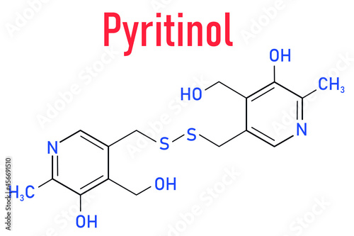Pyritinol (pyridoxine disulfide) cognitive and learning disorder drug molecule. Also used in nootropic dietary supplements. Skeletal formula.