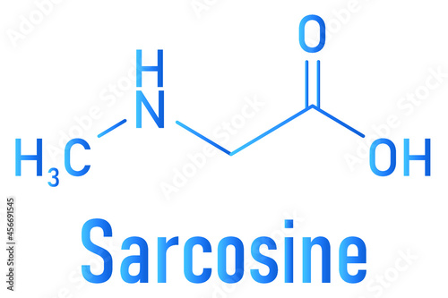 Sarcosine (N-methylglycine) molecule. Skeletal formula.