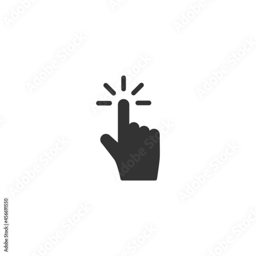 Swipe up, tap or push the button. Pointing hand.