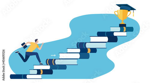 Education, study. Steps to knowledge. Vector illustration
