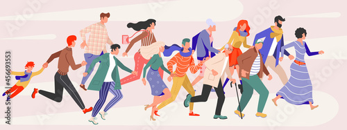 Male and female runners on the race