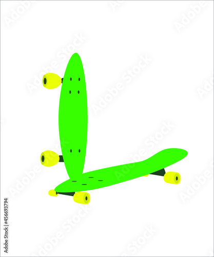vector skateboard on a white background a simple bright illustration of a skate in cartoon and flat graphics
