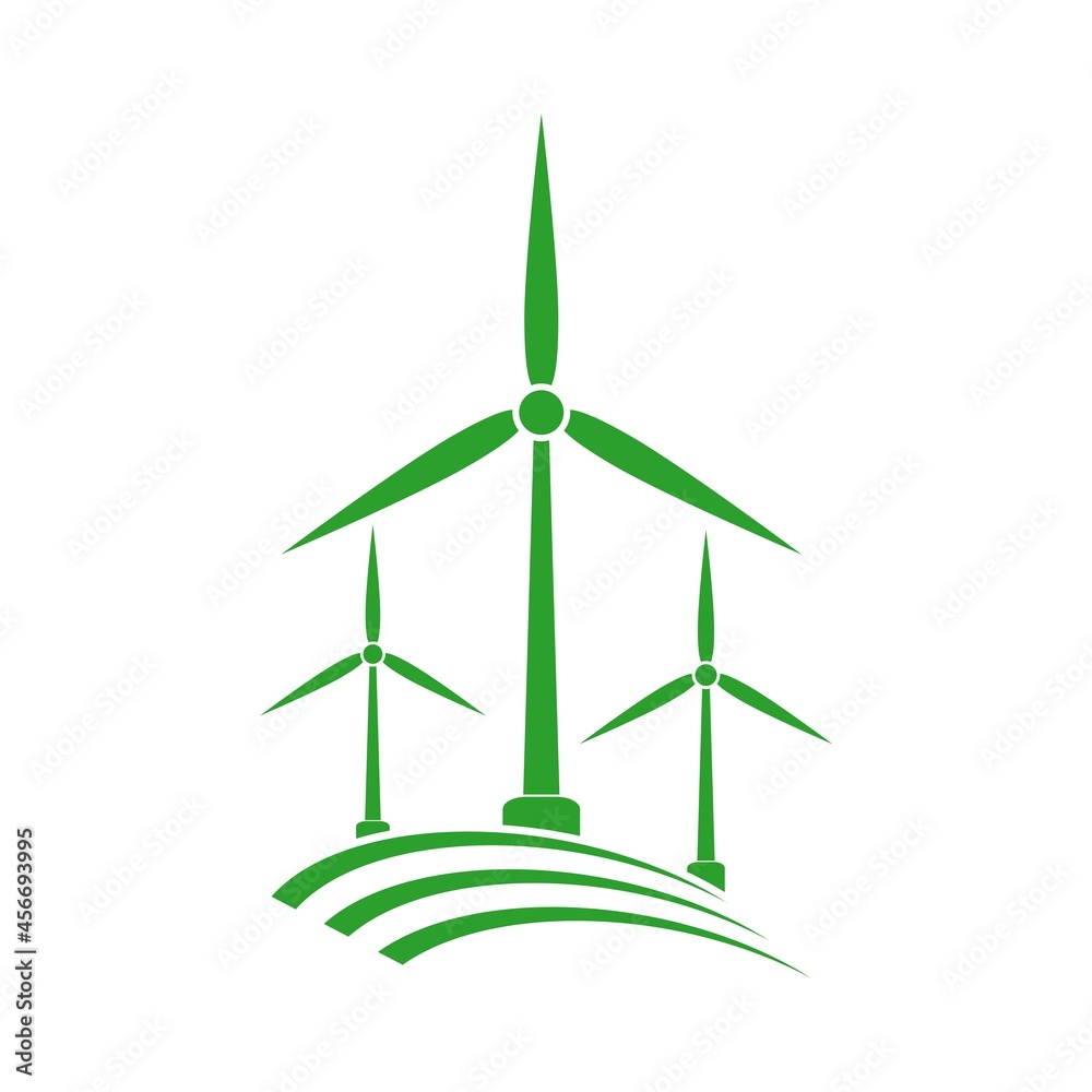 Green Wind farm icon isolated on white background