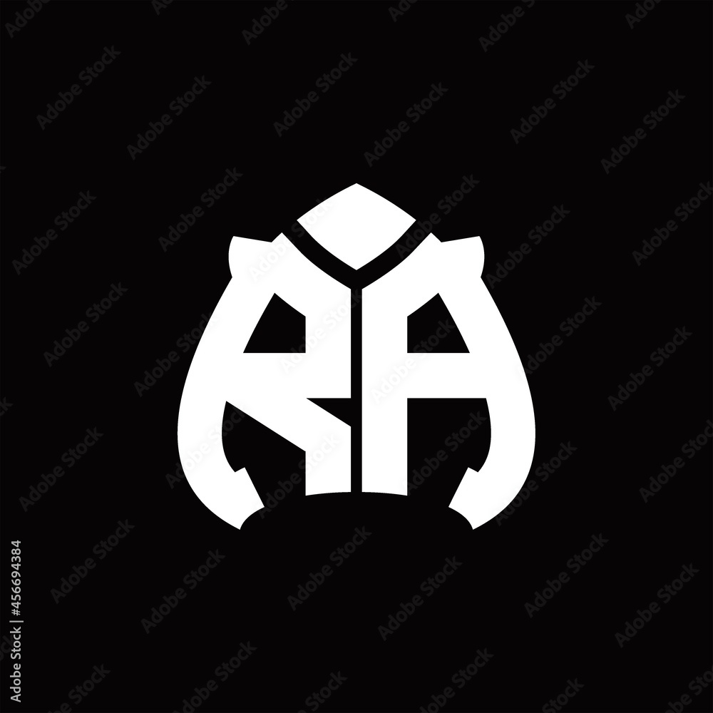 RA Logo monogram with spade shape design template