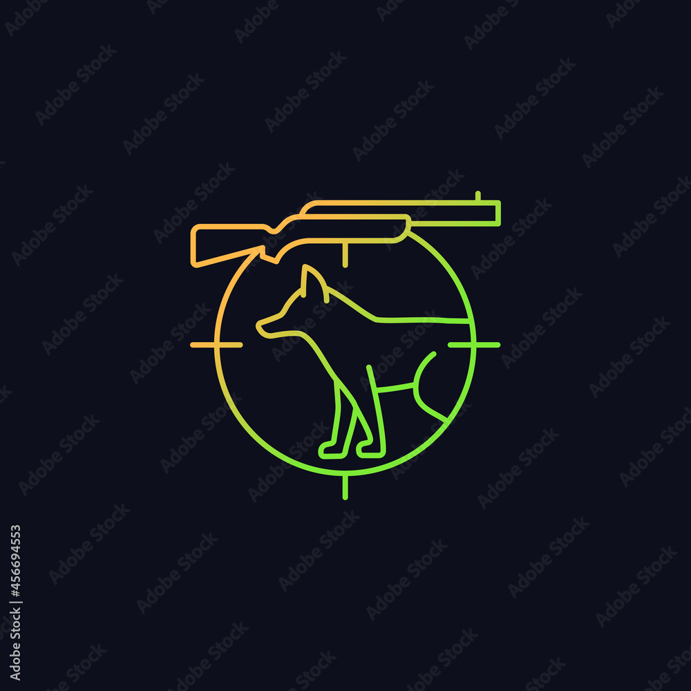 Small game hunting gradient vector icon for dark theme. Pursue smaller ...